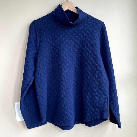 J. Crew Sweaters - J.Crew quilted turtleneck sweater women's size medium royal blue thick sweater